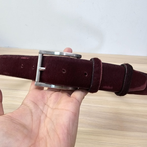 Genuine Pony Hair Belt 36 90 MEDIUM Burgundy Leather Calf Italian ANDREA D AMICO main image 15